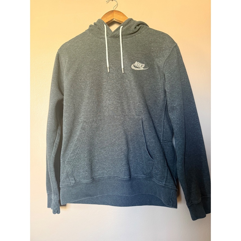 Nike Small Gray Hoodie Move To Zero Recycled Logo Pullover Cotton Sweatshirt